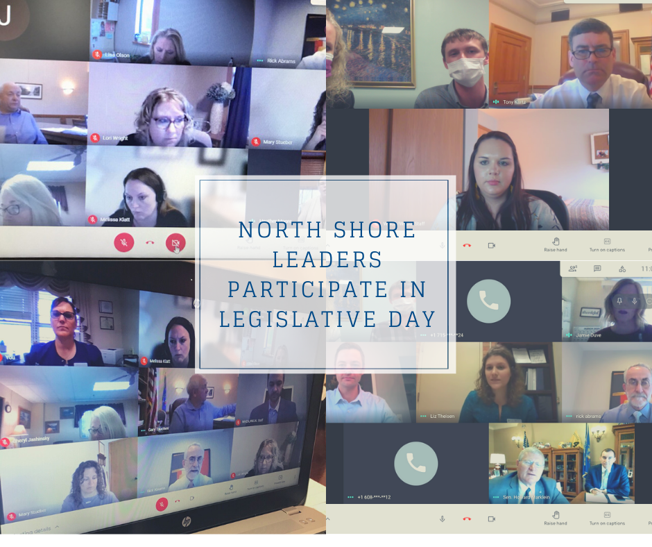 Screenshots of North Shore leaders on Zoom chats with Senate Legislators